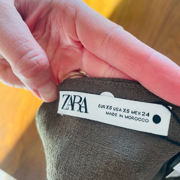 Zara Brown / Army Green Ruched Side Fitted Midi Cocktail Dress NWT - Picture 12 of 16